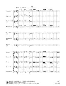 Partition , Presto, Symphony No.7, A major, Beethoven, Ludwig van