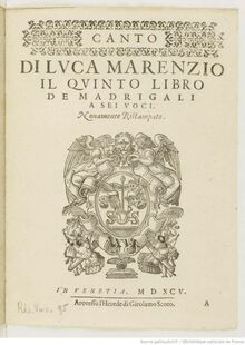 Partition Complete set of parties, Madrigali a sei voci, Marenzio, Luca