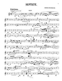 Partition cor, Septett für Hoboe, Clarinette, cor, Violine, viole de gambe, violoncelle und Pianoforte