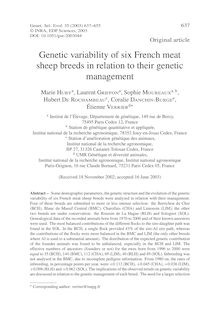 Genetic variability of six French meat sheep breeds in relation to their genetic management