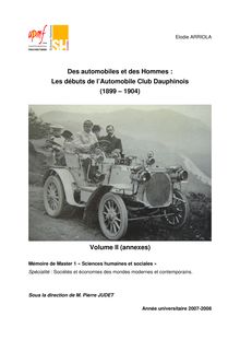 Des automobiles et des Hommes Les débuts de l Automobile Club Dauphinois