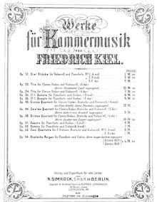 Partition viole de gambe, 2 corde quatuors, A minor; E♭ major, Kiel, Friedrich