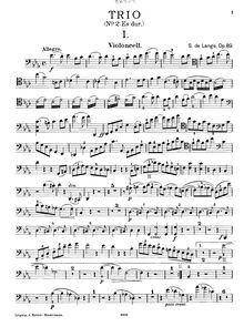Partition de violoncelle, Piano Trio No.2, Op.89, E♭ Major