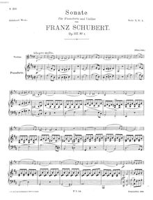 Partition Sonata No.1, D.384, 3 violon sonates, Op.137, See comments below par Franz Schubert