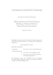 Advanced structural finite element modeling of arterial walls for patient-specific geometries [Elektronische Ressource] / Moritz A. Frenzel