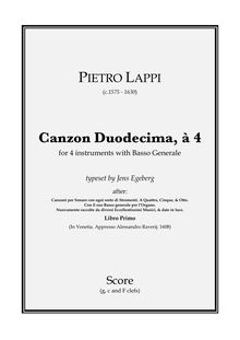 Partition complète (original clefs), Canzon Duodecima  La Alle  a 4