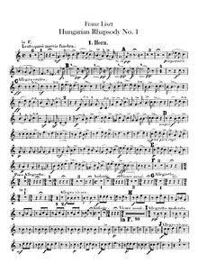 Partition cor 1, 2 (F, E), 3, 4 (E♭, F), Hungarian Rhapsody No.14