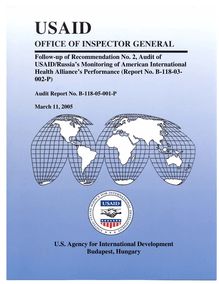 Follow-up of Recommendation No. 2, Audit of USAID Russia’s Monitoring of American International Health