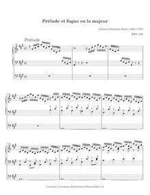 Partition complète, Prelude et Fugue en A major, BWV 536, A major