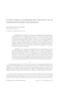 Cuniculosae Celtiberiae de Catulo 37 y la etimología fenicia de Hispania