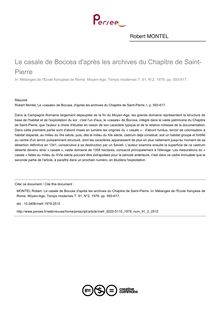 Le casale de Boccea d après les archives du Chapitre de Saint-Pierre - article ; n°2 ; vol.91, pg 593-617