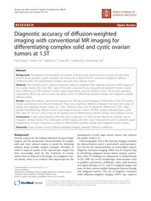Diagnostic accuracy of diffusion-weighted imaging with conventional MR imaging for differentiating complex solid and cystic ovarian tumors at 1.5T