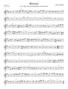 Partition ténor viole de gambe 1, octave aigu clef, madrigaux - Set 2 par John Wilbye