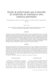 Estudio de preformulación para el desarrollo de comprimidos de indometacina como substancia policristalina. (Preformulation study for the development of polycrystalline indomethacin tablets)
