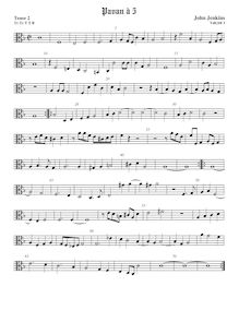 Partition ténor viole de gambe 2, alto clef, pavanes pour 5 violes de gambe par John Jenkins