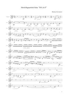 Partition violon 2, corde quatuor on pour Theme  B-la-F , Quatuor sur le nom B-la-f