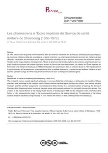 Les pharmaciens à l École impériale du Service de santé militaire de Strasbourg (1856-1870) - article ; n°345 ; vol.93, pg 73-84