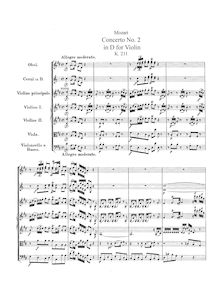 Partition complète, violon Concerto No.2, D major, Mozart, Wolfgang Amadeus