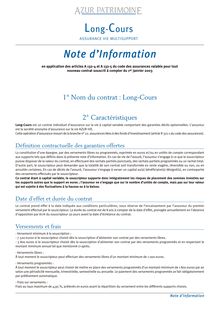 LONG COURS Note d Information