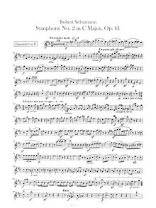 Partition clarinette 1, 2 (C), Symphony No.2, Op.61, C Major, Schumann, Robert
