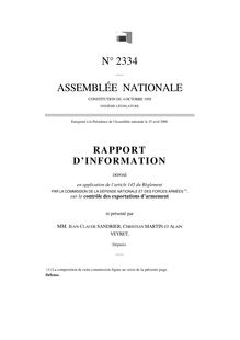Rapport d information déposé... par la Commission de la défense nationale et des forces armées, sur le contrôle des exportations d armement