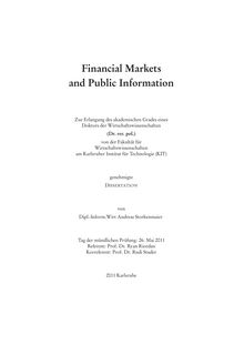 Financial markets and public information [Elektronische Ressource] / von Andreas Storkenmaier