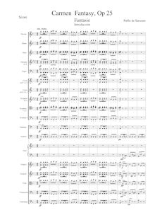 Partition complète, Carmen Concert Fantasy, Op 25, Sarasate, Pablo de