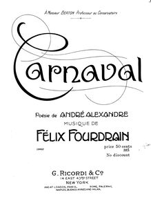 Partition complète, Carnaval, A major, Fourdrain, Félix