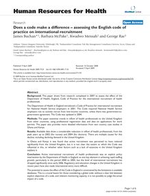 Does a code make a difference – assessing the English code of practice on international recruitment