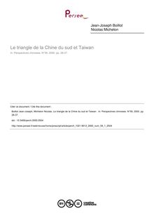 Le triangle de la Chine du sud et Taiwan  - article ; n°1 ; vol.59, pg 28-37