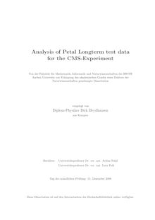 Analysis of petal longterm test data for the CMS-experiment [Elektronische Ressource] / vorgelegt von Dirk Heydhausen