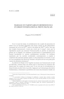 Mariage et partenariats homosexuels en droit international privé français - article ; n°2 ; vol.58, pg 409-438