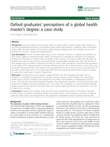 Oxford graduates  perceptions of a global health master s degree: a case study