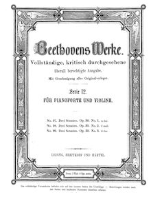 Partition complète, violon Sonata No.6, Spring, A major, Beethoven, Ludwig van