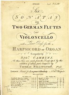 Partition flûte 1, 6 duos pour 2 flûtes, Op.11, Cambini, Giuseppe Maria