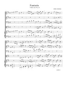 Partition Fantasia, VdGS No, - partition complète (Tr Tr B B O), Airs pour 4 violes de gambe avec orgue