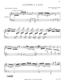 Partition Allegro, Piano Sonata en A Minor from  Clavier-Sonaten nebst einigen Rondos für Kenner und Liebhaber, III 