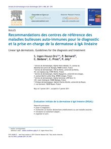 Dermatoses bulleuses auto-immunes - Dermatose à IgA linéaire. PNDS ( 2011 ) - Dermatose à IgA linéaire