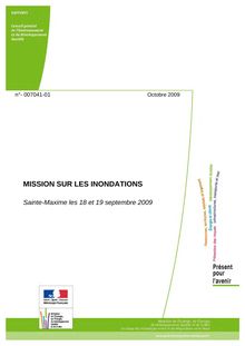 Mission sur les inondations - Sainte-Maxime les 18 et 19 septembre 2009