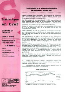 29/01 STATISTIQUES EN BREF - ECONOMIE ET FINANCES