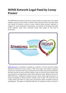 HONR Network Legal Fund by Lenny Pozner