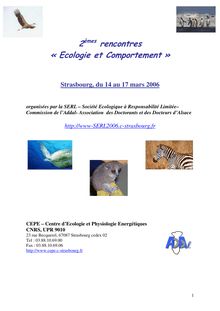 2èmes rencontres « Ecologie et Comportement »