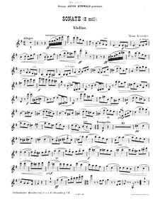 Partition de violon, violon Sonata, E minor, Koessler, Hans
