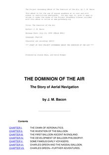 The Dominion of the Air; the story of aerial navigation