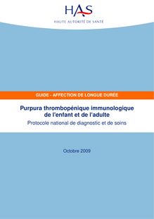 ALD n° 2 - Purpura thrombopénique immunologique de l enfant et de l adulte - ALD n° 2 - PNDS sur Purpura thrombopénique immunologique de l enfant et de l adulte