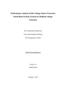 Performance analysis of the voltage source converter based back-to-back systems in medium-voltage networks [Elektronische Ressource] / vorgelegt von Andreja Rašić