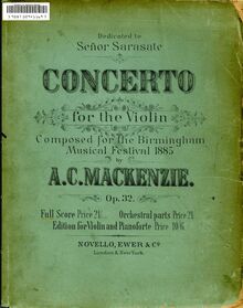 Partition couverture couleur, violon Concerto, C♯ minor, Mackenzie, Alexander Campbell