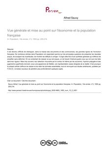 Vue générale et mise au point sur l économie et la population française - article ; n°2 ; vol.10, pg 205-216