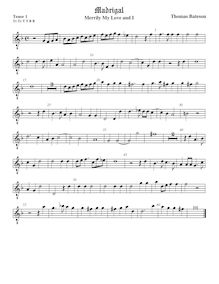 Partition ténor viole de gambe 1, octave aigu clef, pour First Set of anglais Madrigales to 3, 4, 5 et 6 voix par Thomas Bateson