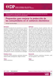 Propuestas para mejorar la protección de los consumidores en el comercio electrónico (Proposals for improving consumer protection in e-commerce)